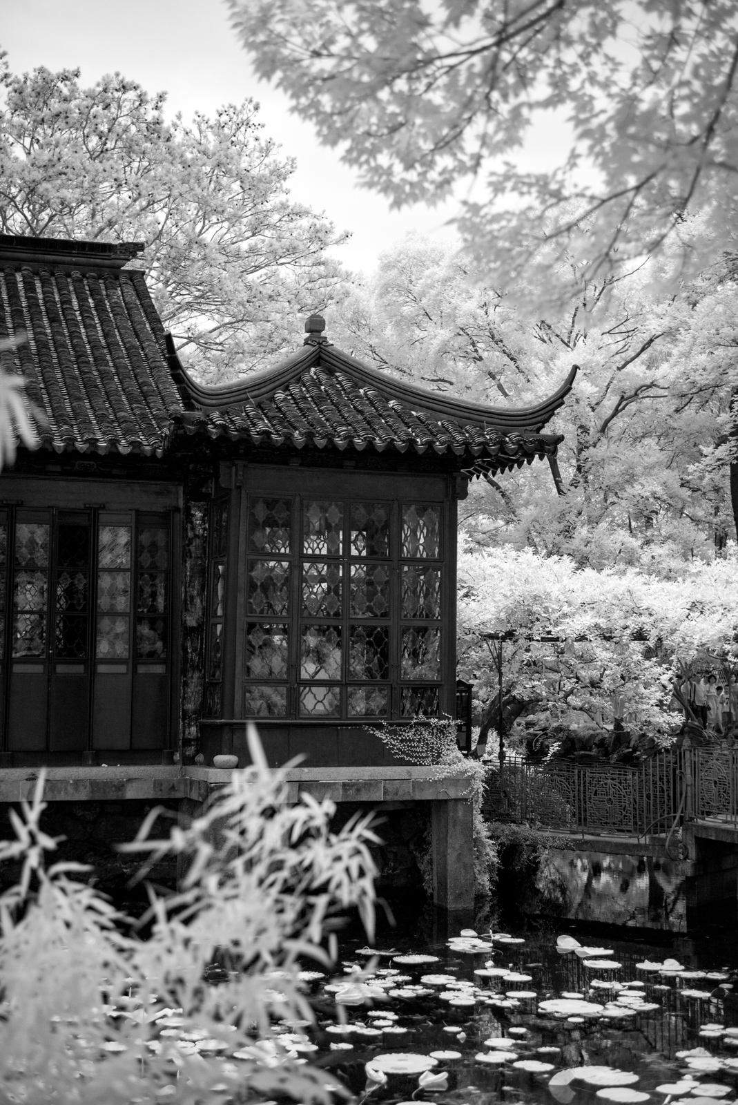 The ornate corner detail of the Thirty-Six Mandarin Duck Hall.