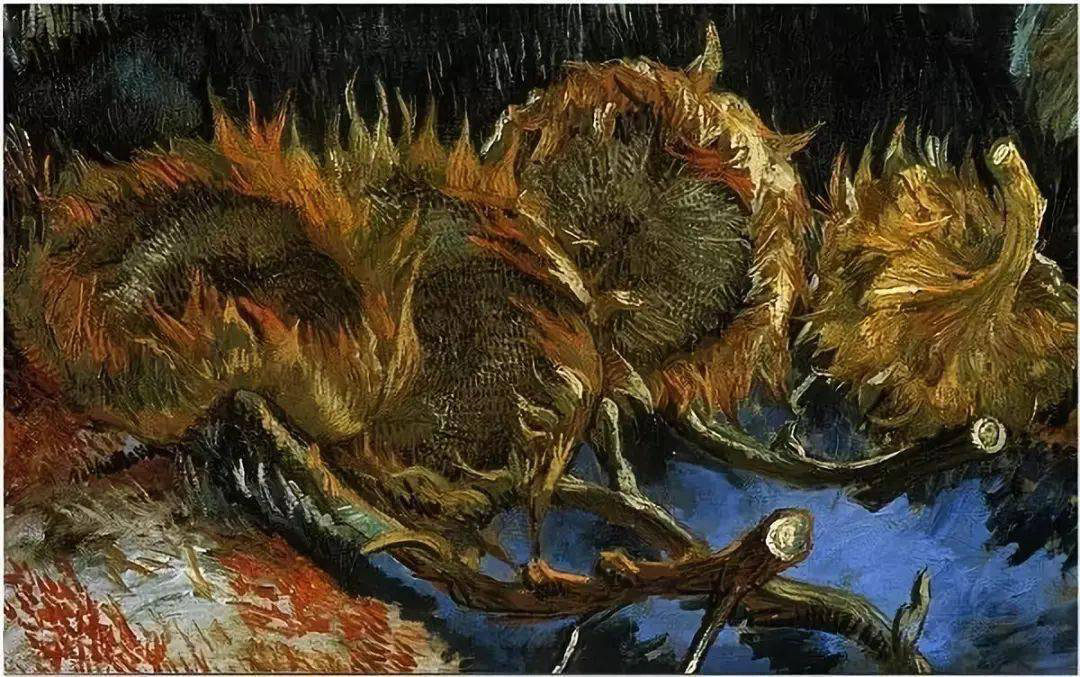 Van Gogh's 'Still Life with Four Sunflowers', a vibrant and thickly painted depiction of sunflowers in a vase.